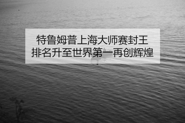 特鲁姆普上海大师赛封王 排名升至世界第一再创辉煌